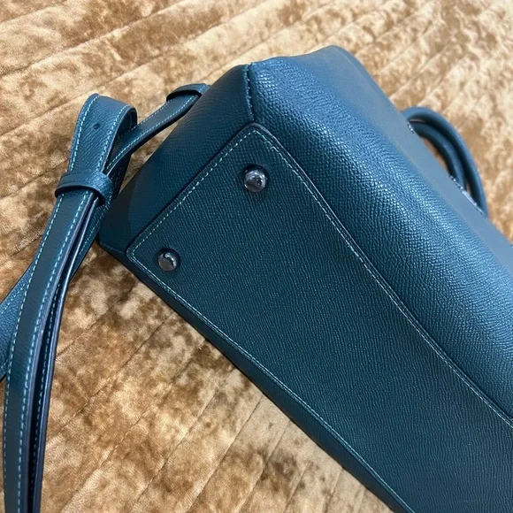 Coach large Lillie 91493 leather forest green satchel crossbody women purse - Picture 3 of 11